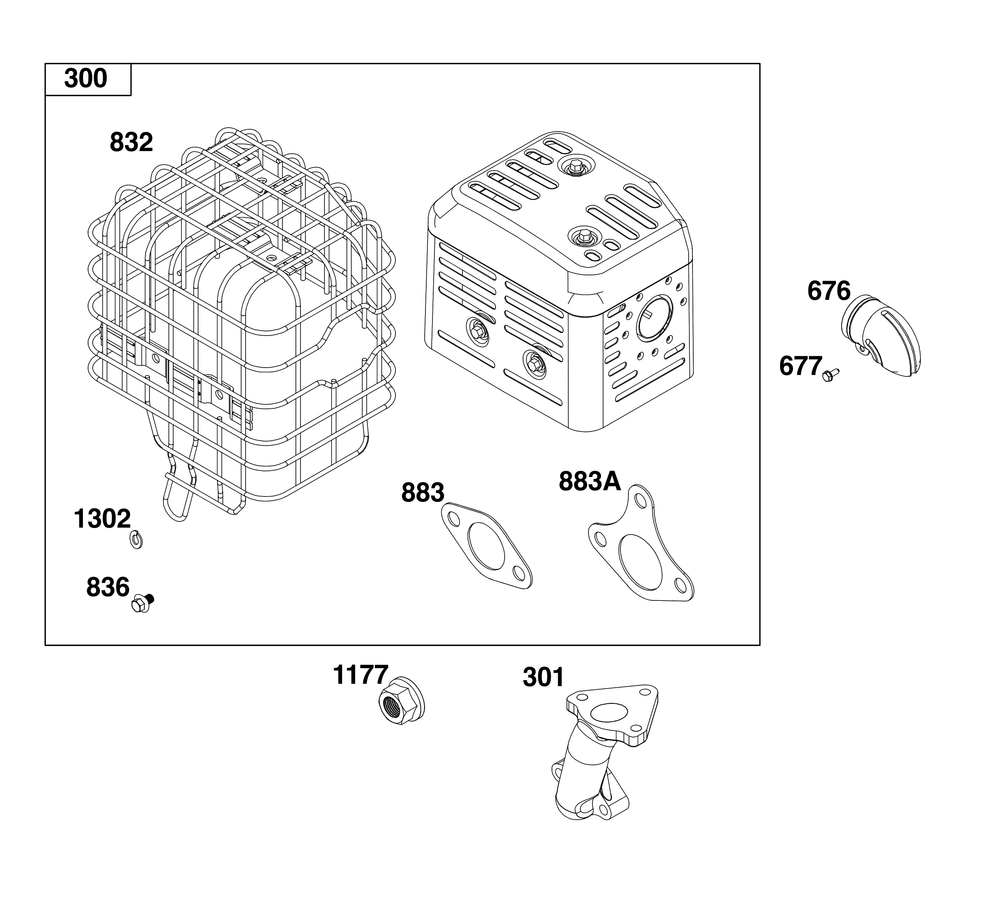 Exhaust Group Diagram and Parts List for 25T237-0036-H5 200000 - 399999 Briggs and Stratton Engine